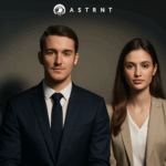 Two well-dressed candidates are highlighted biased identity markers, while two others are obscured, illustrating unconscious bias in hiring