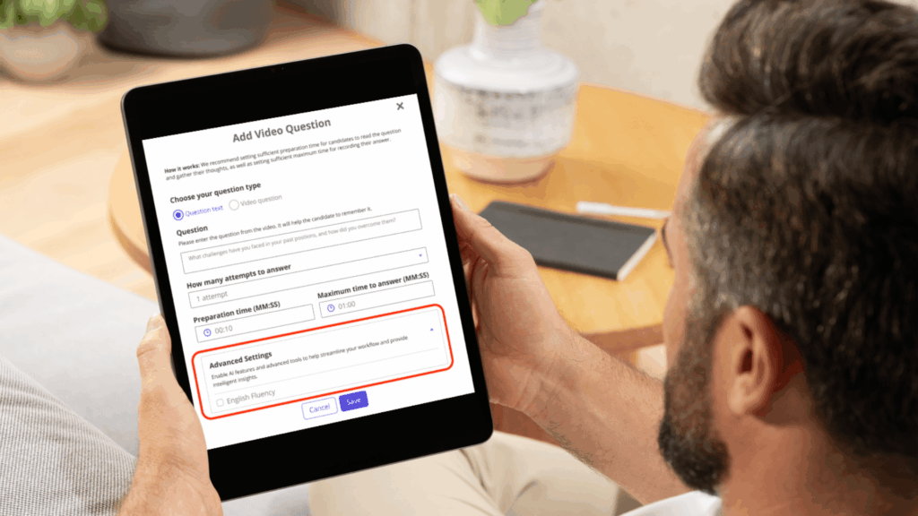 AI-powered English fluency auto-scoring used by talent acquisition ia ASTRNT structured interview builder setup.