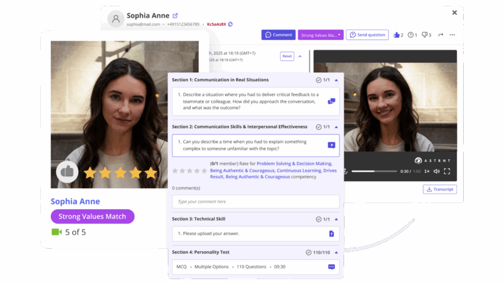 ASTRNT demonstrates its assessment methods to hire best-fit talent anytime, anywhere.
